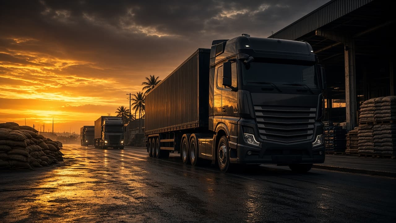 Heavy-duty transport trucks supporting West African commodity logistics